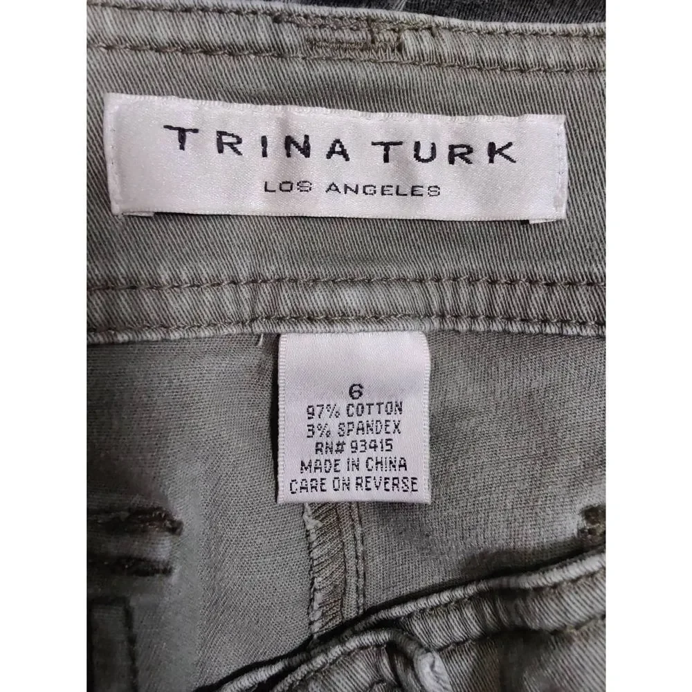 Trina Turk cotton blend wide leg cropped pants, size women's 6 - Picture 4 of 4